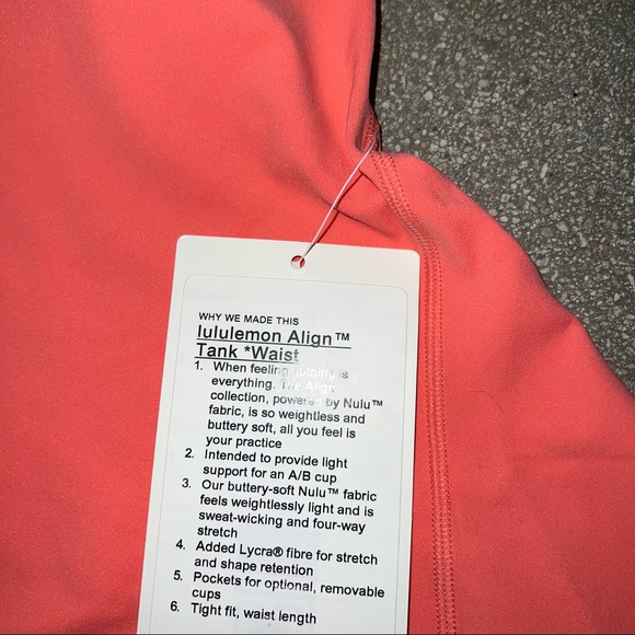 Lululemon Align Waist-Length Tank Top Raspberry Cream RPCR SIZE 10 12 - Picture 2 of 4